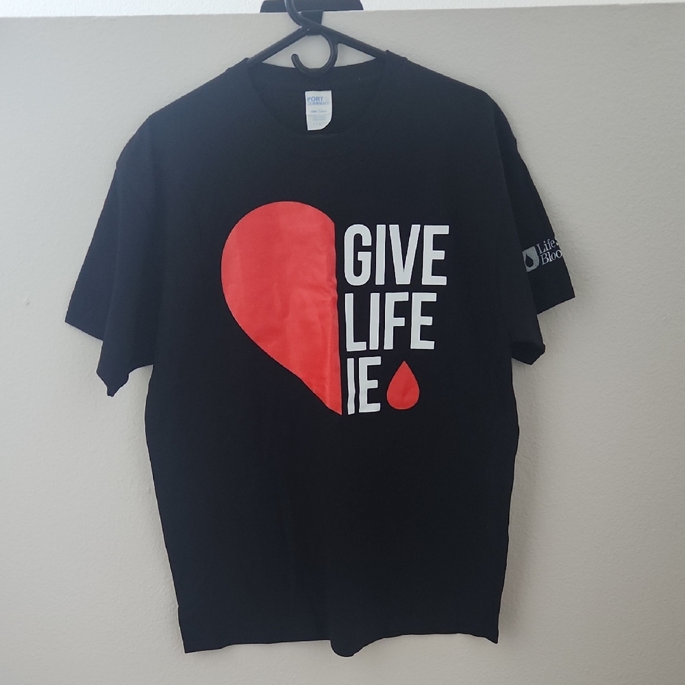 Give Life Tee with Red Heart Graphic LifeStream Blood Donor